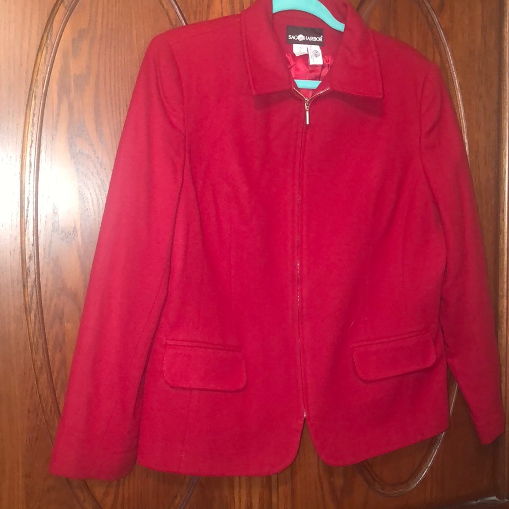 Sag Harbor sz 16 wool jacket zip front EUC